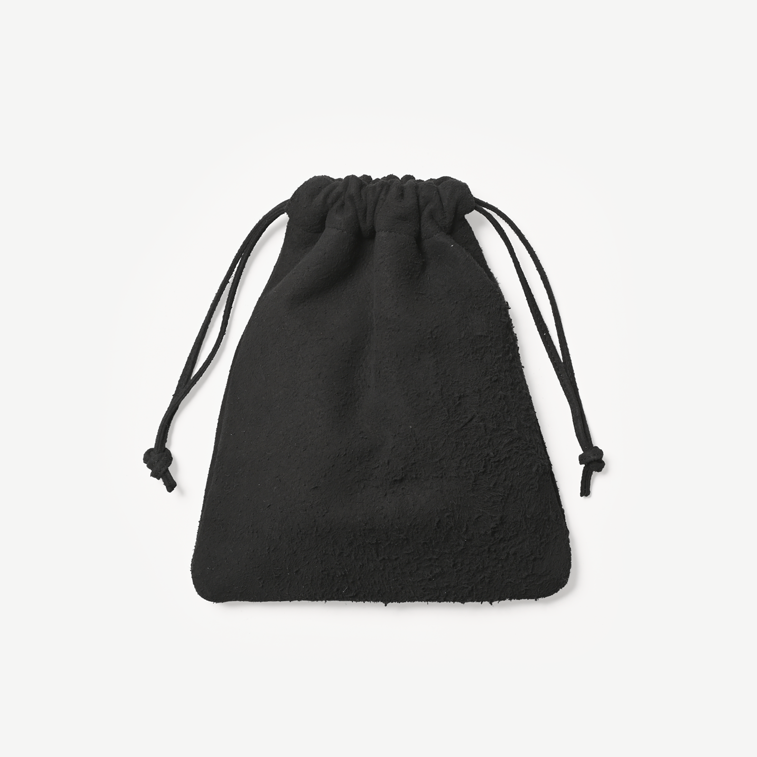 DA122 BACK SIDE SKIN DRAWSTRING POUCH : L（black）