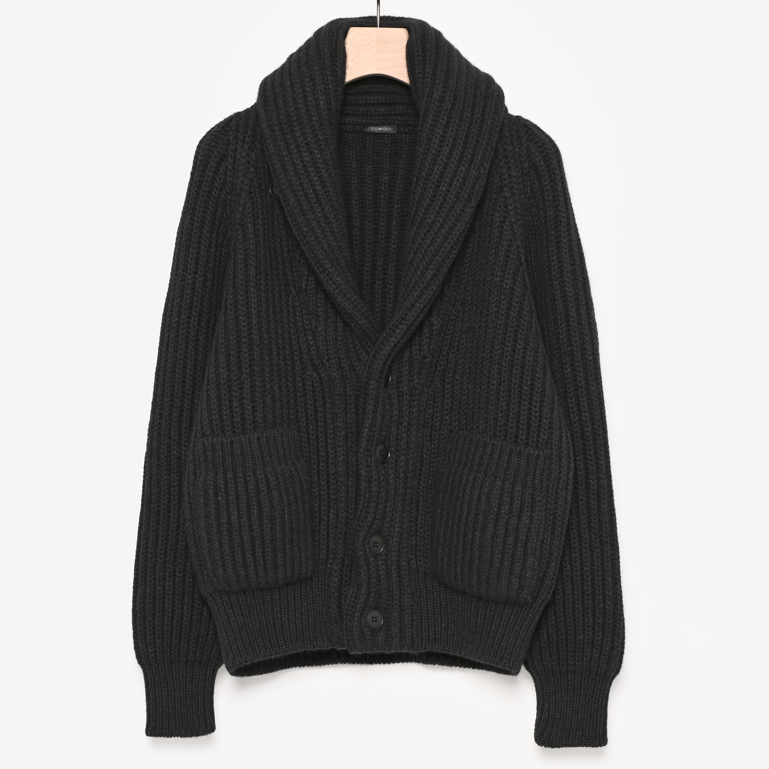 カシミヤ和紙ショールカラーニットジャケット（black）